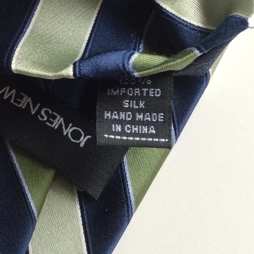 Jones New York Green & Blue Striped Silk Tie - Picture 7 of 7